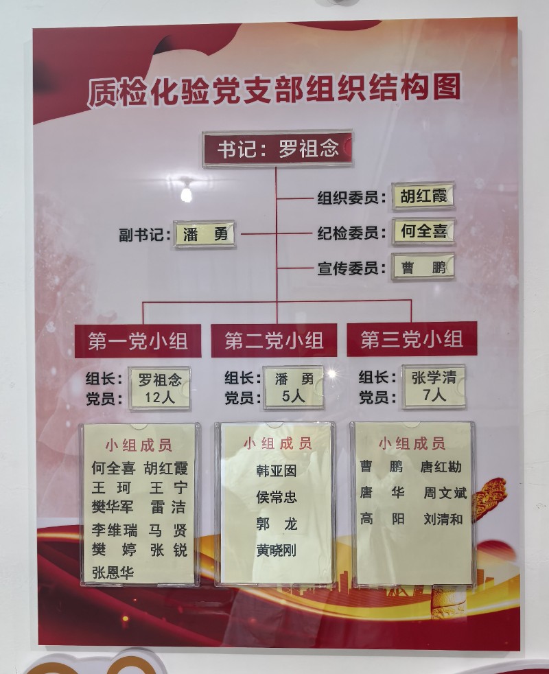 质检化验党支部组织结构图